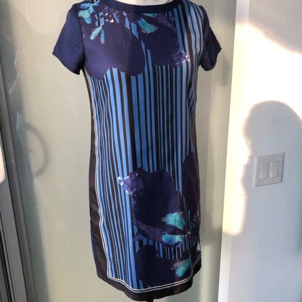 Floral Striped Blue Dress | Size S